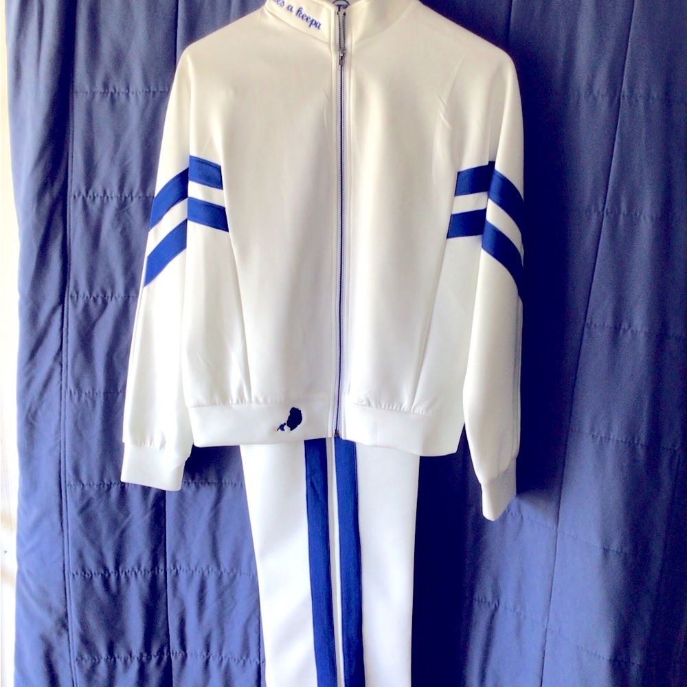 White and Blue Women's Pantsuit